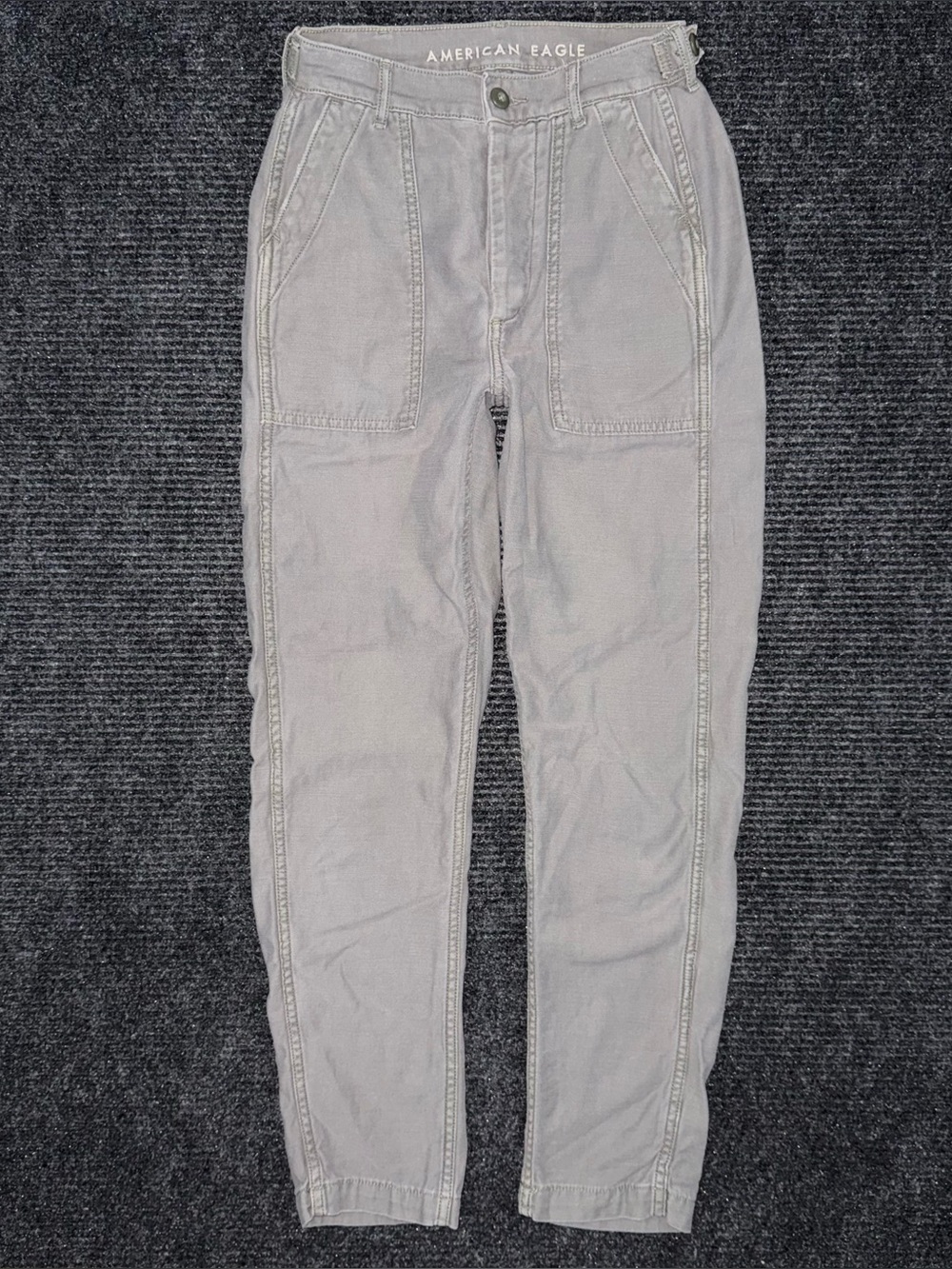 American Eagle Women's Grey Green Cargo Utility Pants Sz 000 Y2K Gorpcore Army